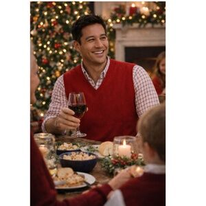 Lands' End Men's Red Pullover Sweater Vest